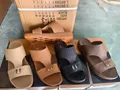 Four color assortment of men's Arabic traditional sandals black khaki brown for bulk resale