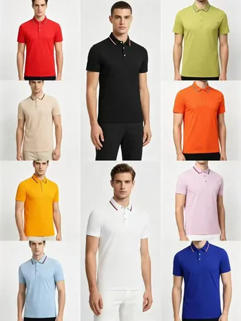 Men's polo shirts in multiple colors including red black yellow and blue for wholesale stocklot and bulk polo resale