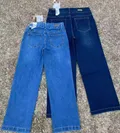 Wide-leg denim jeans, back view