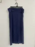 Women's navy blue fold over maxi skirt with adjustable waistband for wholesale skirts buyers