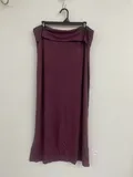Women's burgundy wine fold over long skirt with flowy drape for wholesale midi skirts inventory