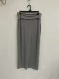 Women's charcoal gray fold over skirt with wide waistband for wholesale overstock resale